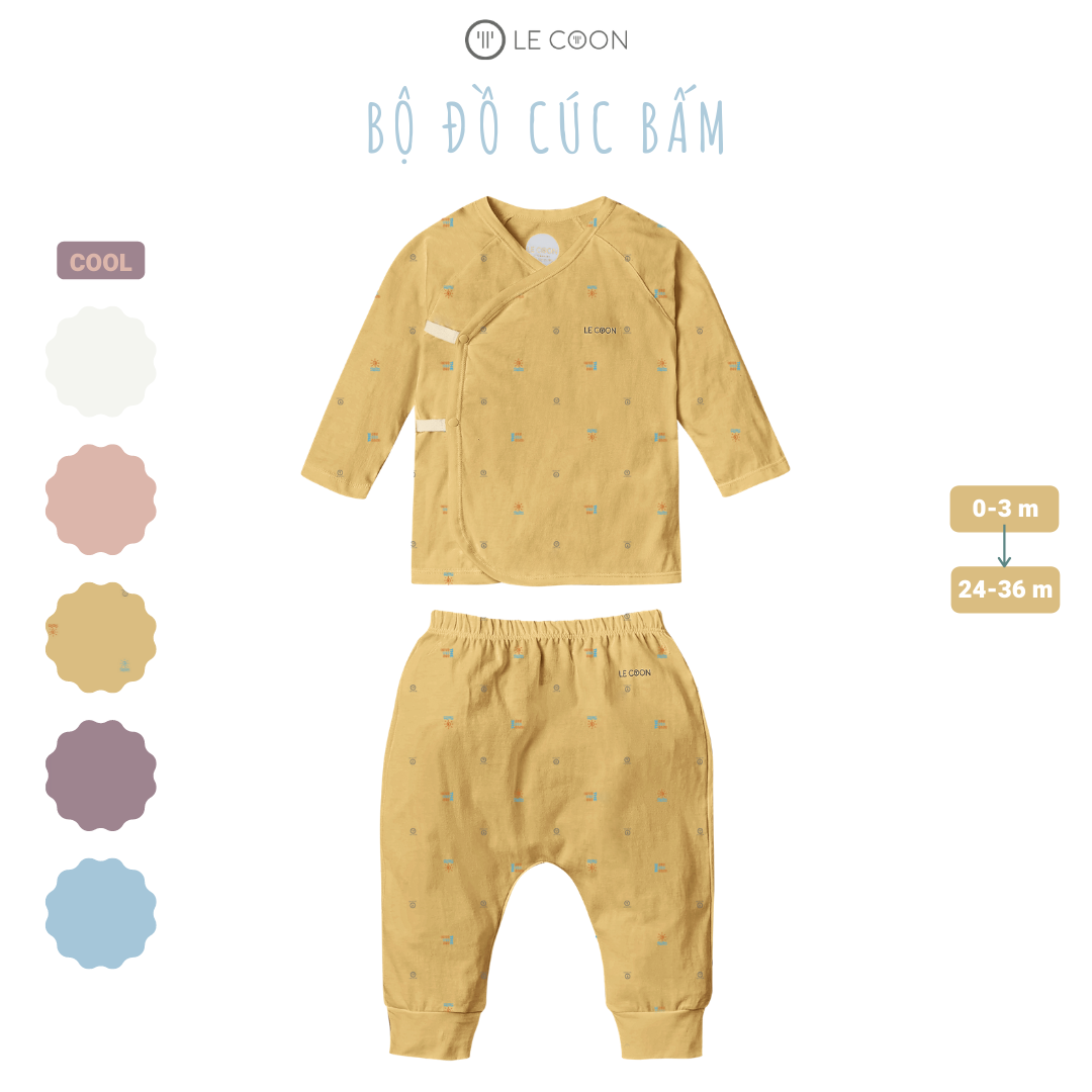 LE COON | Bộ Đồ Cúc Bấm | Vải COOL mỏng mát | 0-3 tuổi
