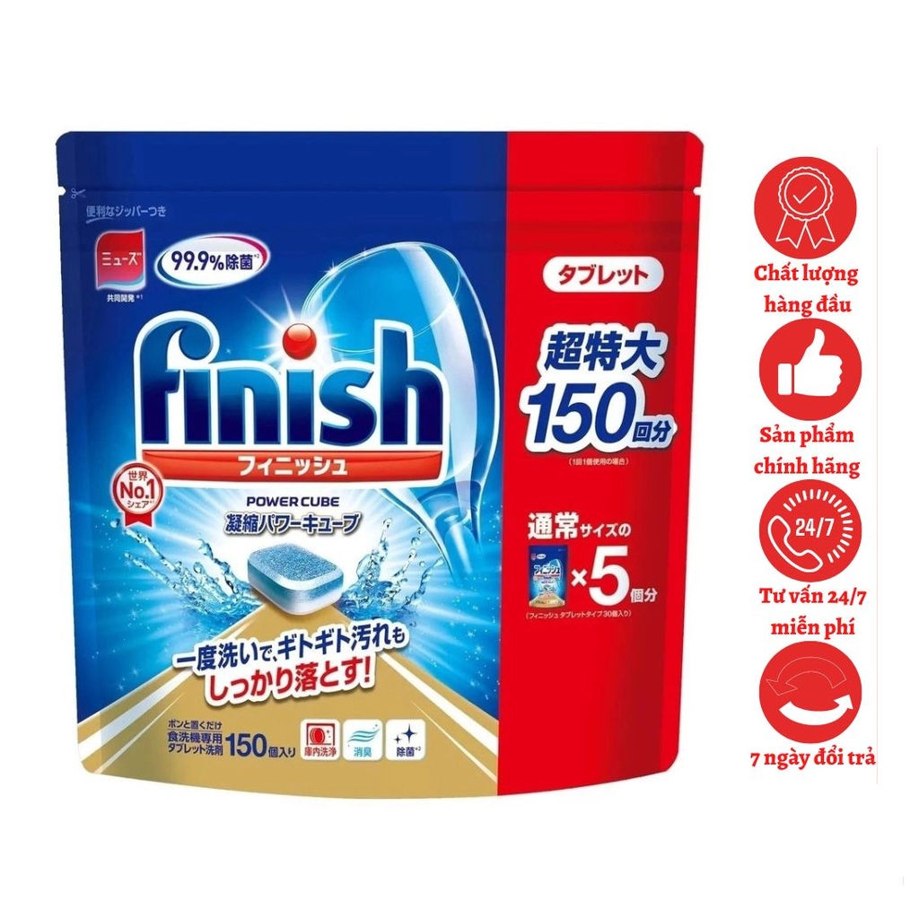 Viên rửa bát chuyên dụng finish power cube nhập khẩu nhật bản model 4906156500684 - túi 150 viên