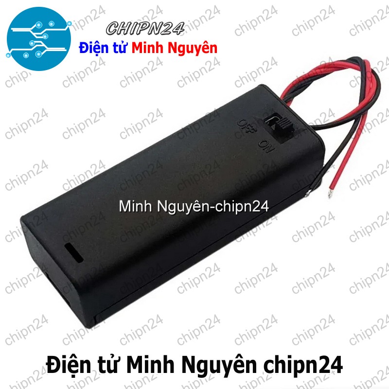 [2 cái] (C9) Hộp Đế pin 1 viên AA (có nắp, có công tắc) - HH002573