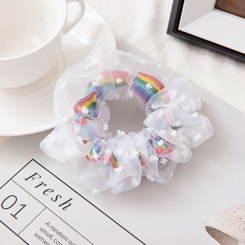 Cột (Buộc) tóc Scrunchies Cầu Vồng
