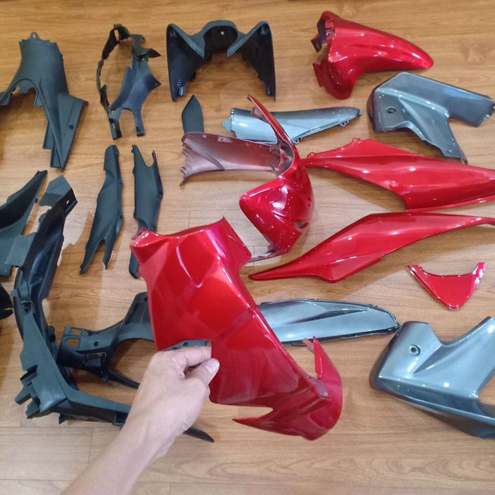 [TẶNG TEM] Bộ dàn áo xe WAVE S110 - RS110 màu Đỏ, nhựa ABS nguyên sinh - có TẶNG BỘ TEM 3 lớp xịn