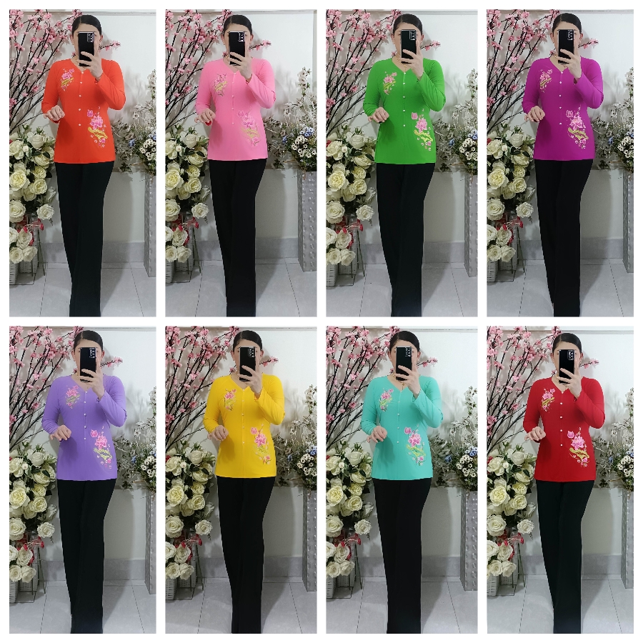 Bộ Bà Ba Thêu_2Sen (Áo Lẻ + Quần Đen Ống Rộng)