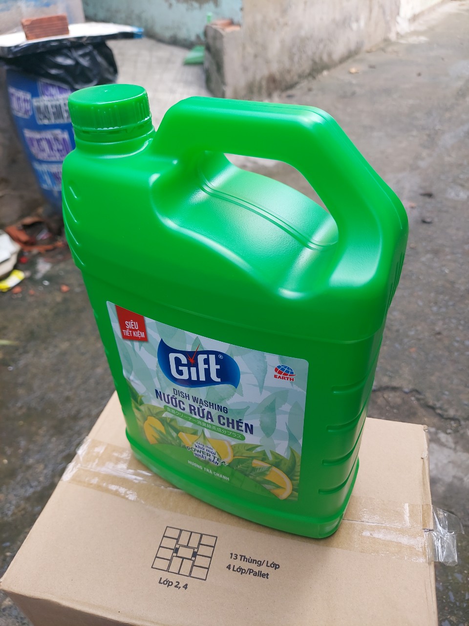 Nước rửa chén Gift hương chanh/trà chanh can 3.8kg