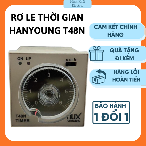Rơ le thời gian Hanyoung T48N 220V kèm đế, relay thời gian điện tử,timer hanyoung, rơ le thời gian, rơ le hẹn giờ, timer