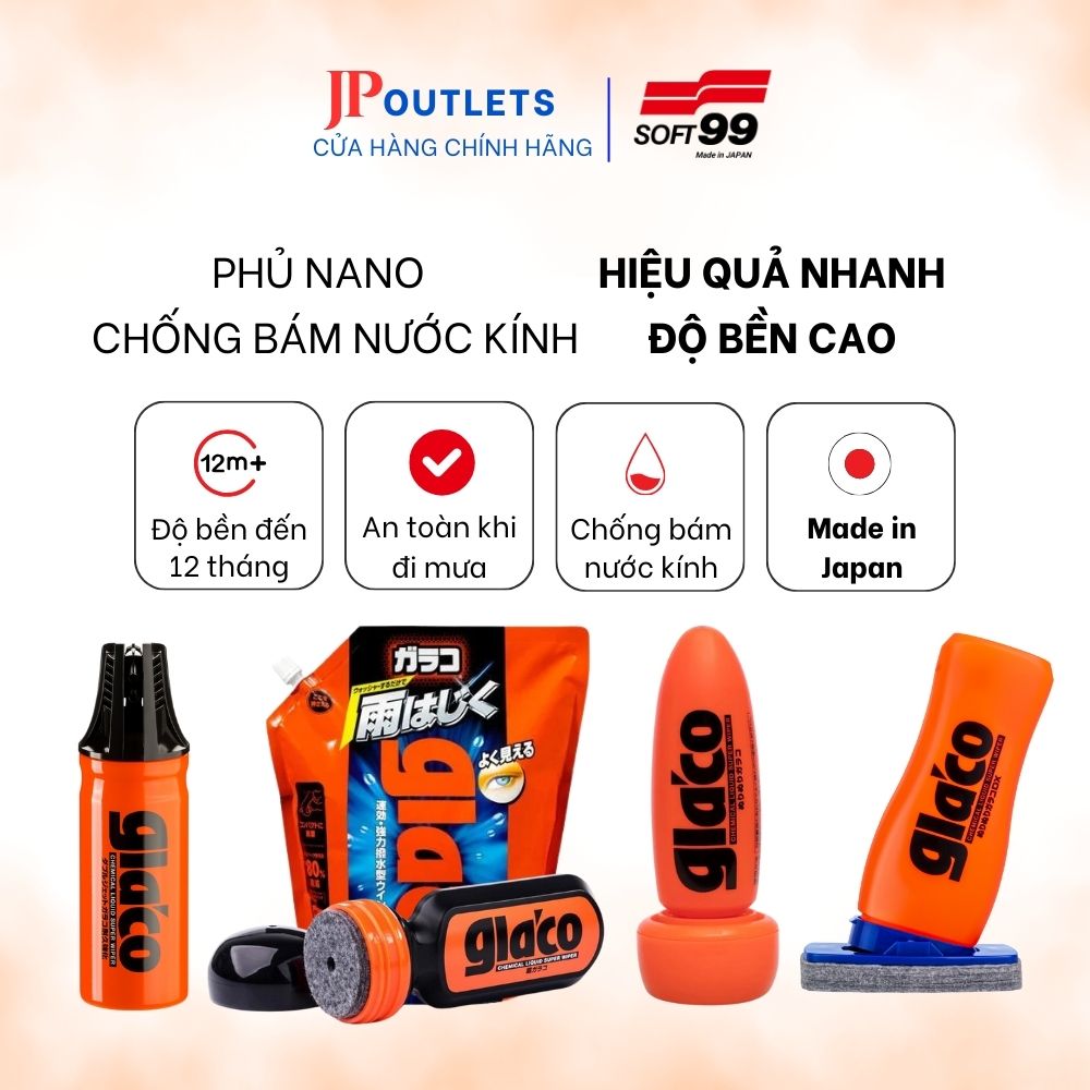 [HÀNG NHẬT - GIÁ TỐT] PHỦ NANO CHỐNG BÁM NƯỚC KÍNH XE Ô TÔ  GLACO ROLL ON INSTANT DRY G-97 | SOFT99 JAPAN
