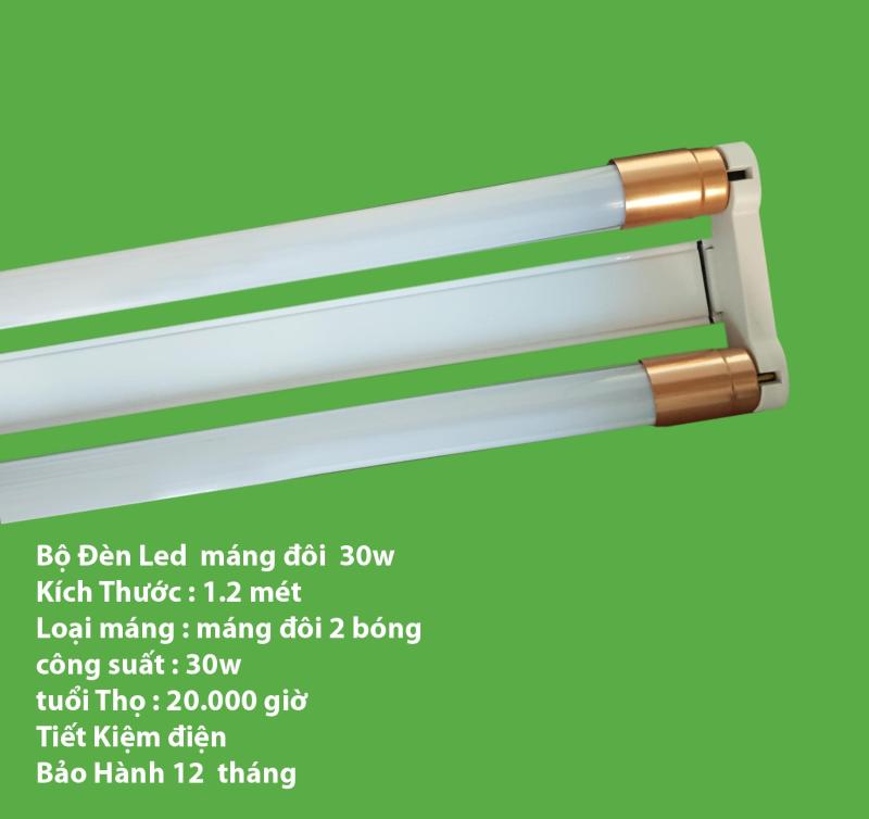 Bộ đèn Led tuýp đôi T8 : 2 bóng LED tube 1,2m x 30W
