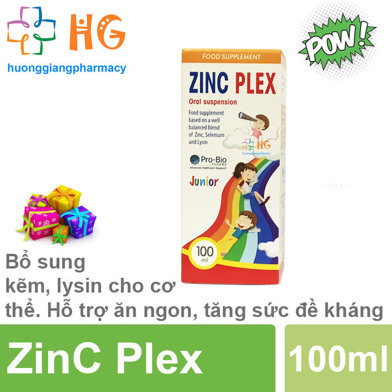 ZinC Plex - Bổ sung kẽm, lysin cho cơ thể. Hỗ trợ tăng sức đề kháng, kích thích tiêu hóa, ăn ngon miệng
