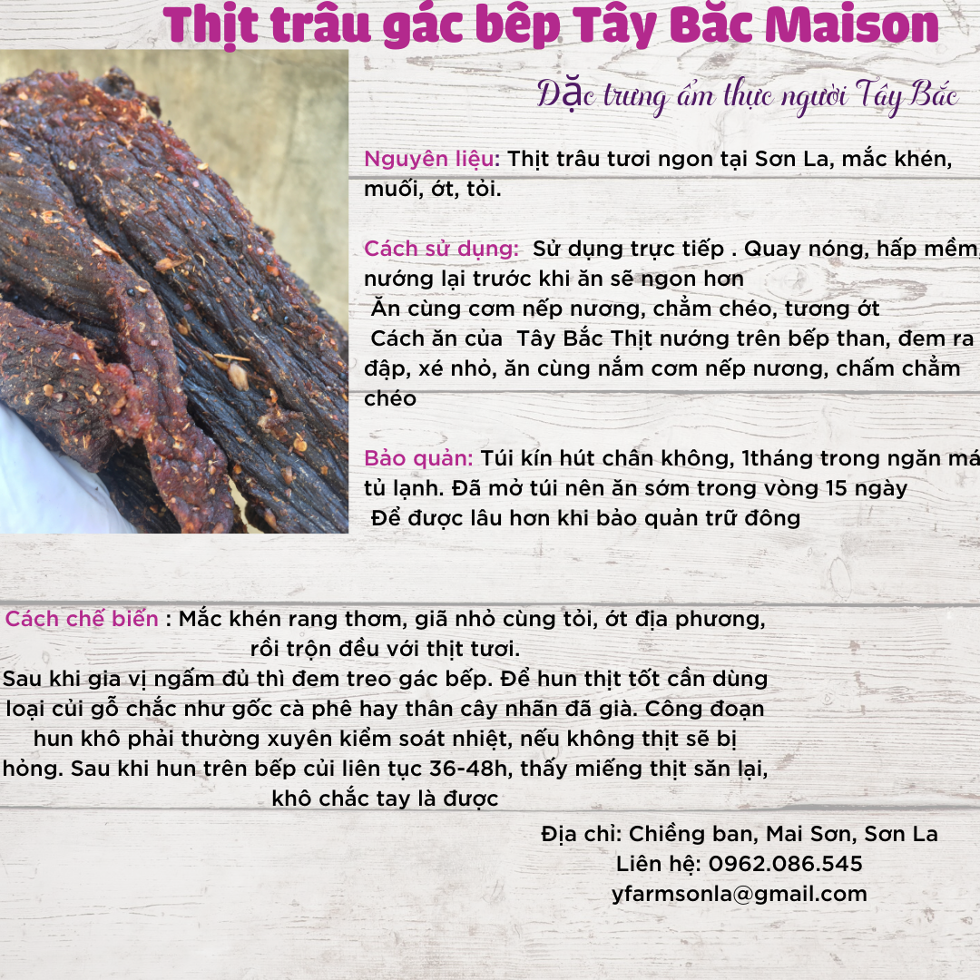 Thịt trâu khô gác bếp đặc sản Tây Bắc