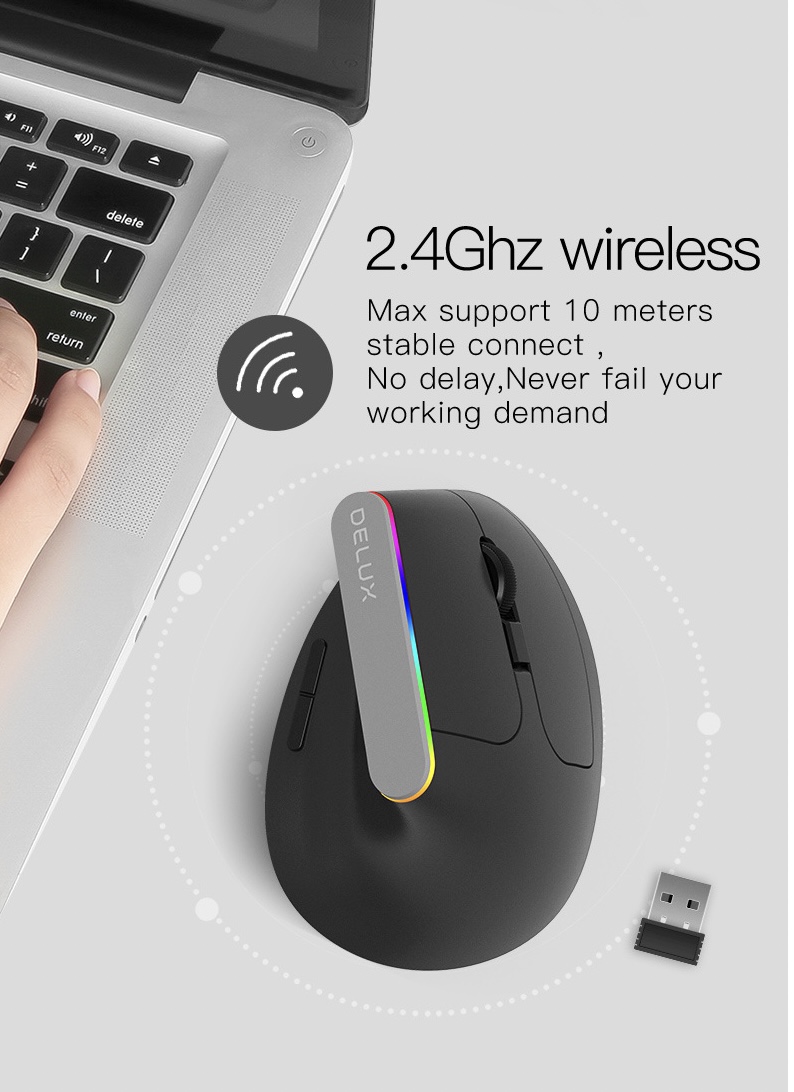 IT Smart Chuột máy tính ERGONOMIC DELUX Wireless RGB NewDesign