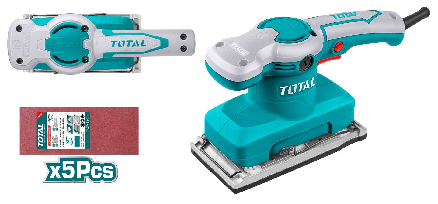Total power 65 - 1200W including square brush, rectangular, round, brush, step-up Sander
