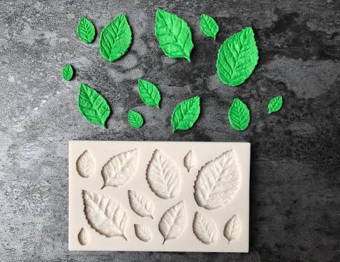 Khuôn silicon 3D 12 lá hoa hồng