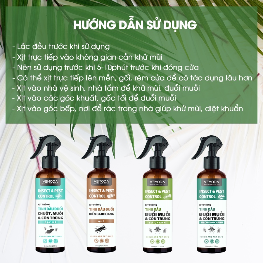 Xịt phòng tinh dầu sả chanh VEMODA 260ml