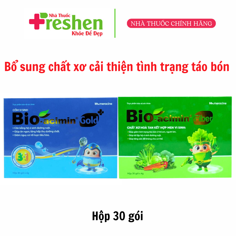 Cốm vi sinh Bioacimin Gold - Fiber bổ sung lợi khuẩn, cân bằng hệ vi sinh đường ruột QD-Meliphar (30 gói x 4g)
