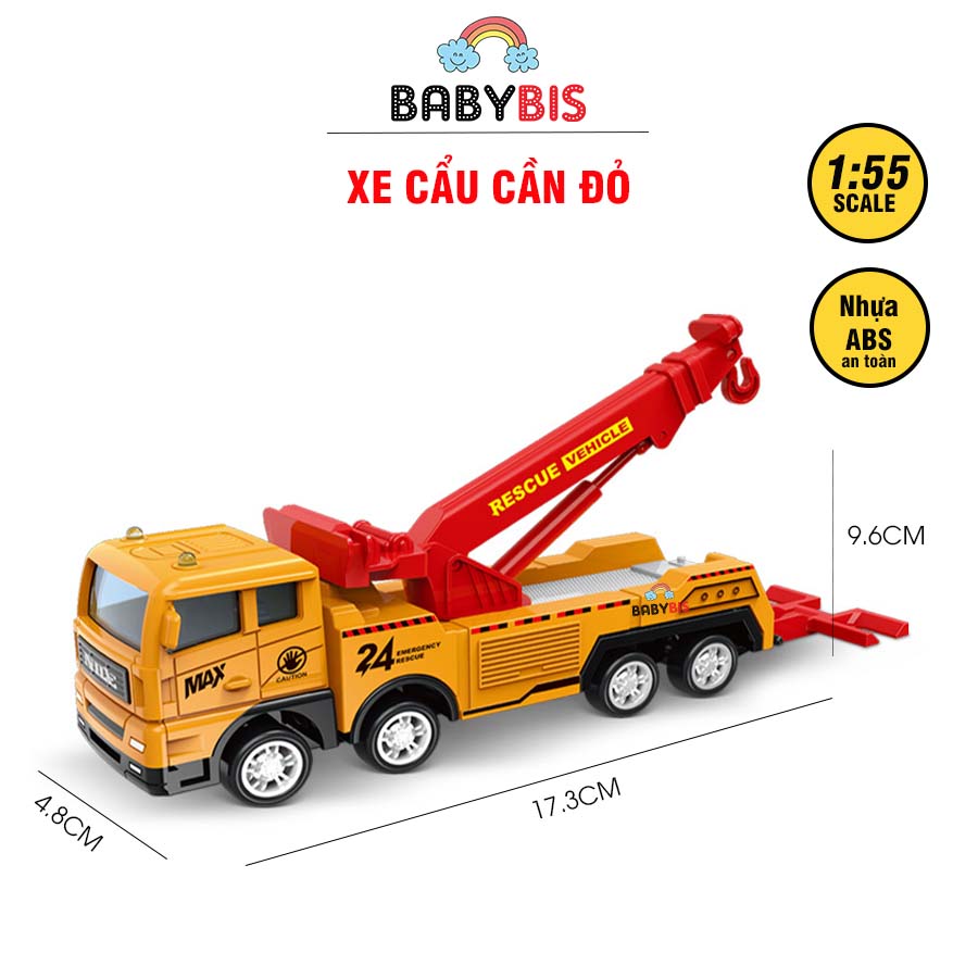 Combo 3 chiếc đồ chơi xe quán tính xe công trình xây dựngxe tải cẩu cẩu,xe cứu hộ, xe xúc đất các loại 706-17 Babybis đồ chơi trẻ em