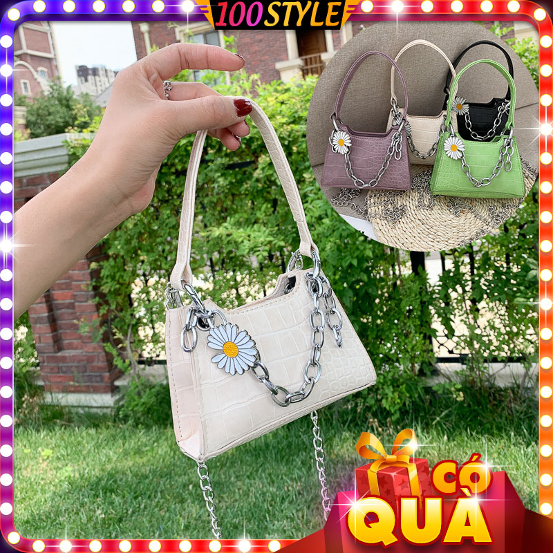 Túi mini nhỏ xích hoa cúc quai đeo khủy tay - 100style