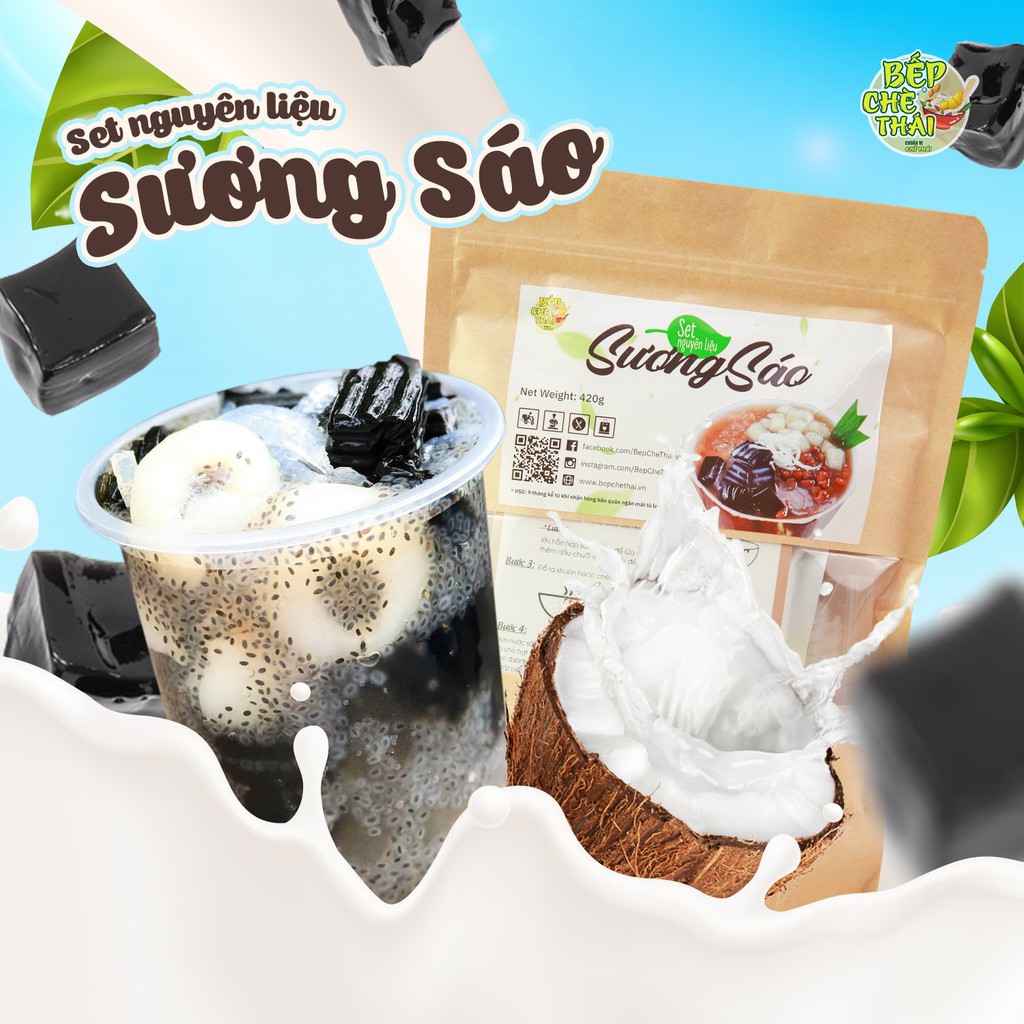 Set 25-30 chén chè sương sáo hạt chia nước cốt dừa