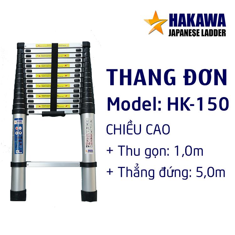 [HỖ TRỢ SHIP] Thang nhom rut HAKAWA HK150 - Bằng nhôm không rỉ , nhẹ nhàng , dễ di chuyển