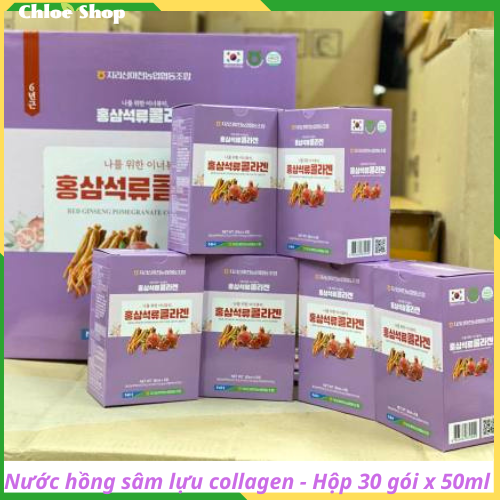 Nước Hồng Sâm Collagen Lựu Hàn Quốc [Hộp 30 gói x 50ml]