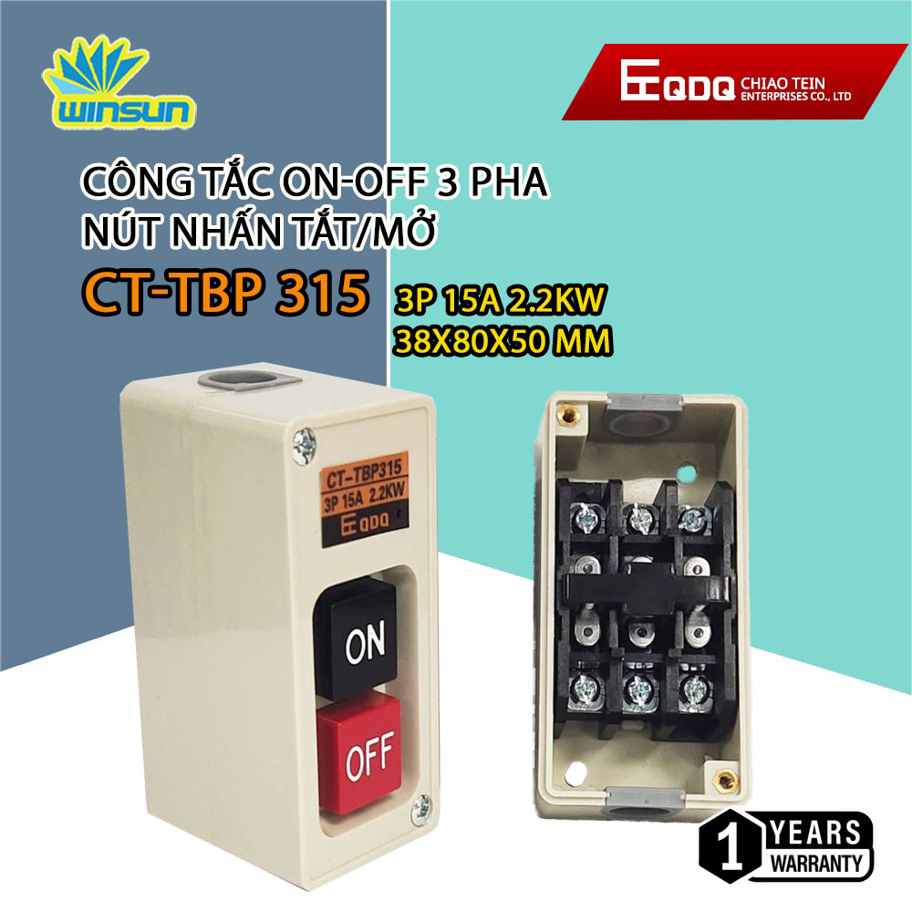 Công tắc on-off 3 pha nút nhấn tắt/mở