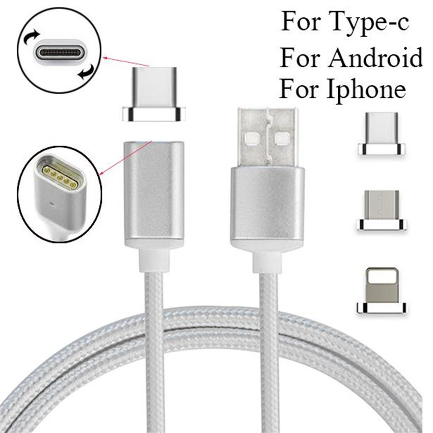 Magnetic Charging Cable with 3 Adroid - Ios - Type C Heads