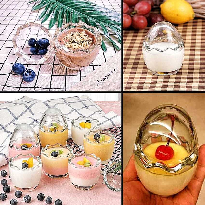 Hũ Làm Bánh Plan hình quả trứng 60ml (1 cái) – Hũ Thủy Tinh Nhỏ cường lực chịu nhiệt cực dày – Lọ Thủy Tinh hình trứng siêu trong