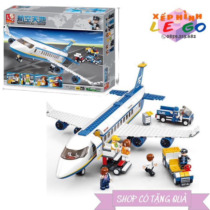 Đồ chơi xếp hình lego máy bay Airbus Plane chở khách độc đáo Sluban B0366