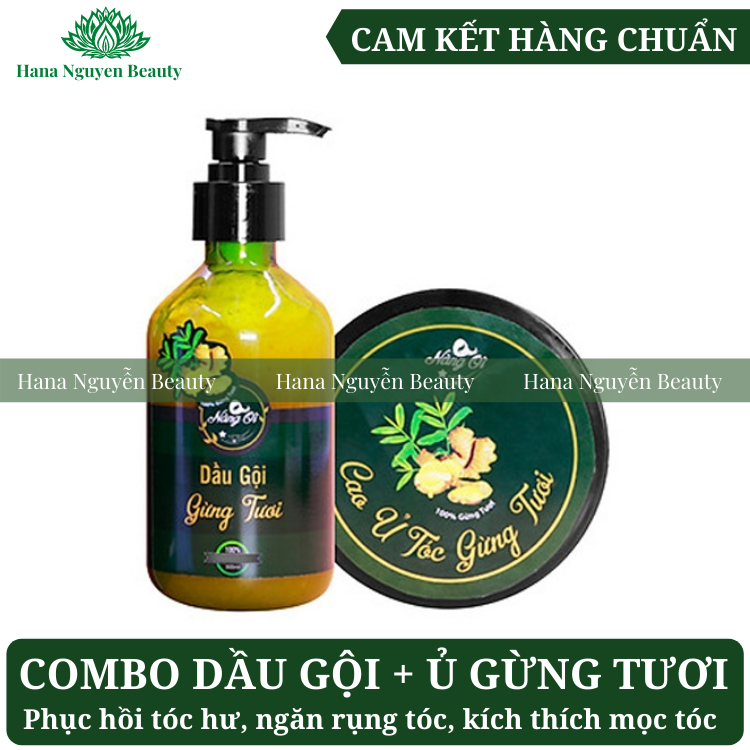 Combo dầu gội và cao ủ tóc gừng tươi nàng ơi - thiên nhiên việt