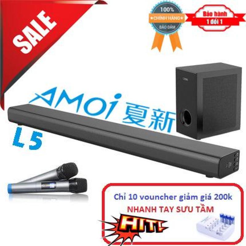 Dàn Karaoke cao cấp 5.1 Amoi-L5 có cục trầm cao cấp Kèm 2 Micro không dây - Hát Karaoke cực đỉnh - Tặng bộ pin sạc AA