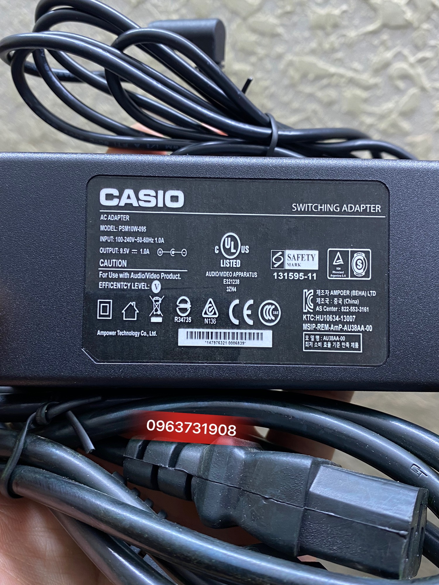 Cục nguồn cho đàn Casio 9.5V 1A bảo hành 12 tháng