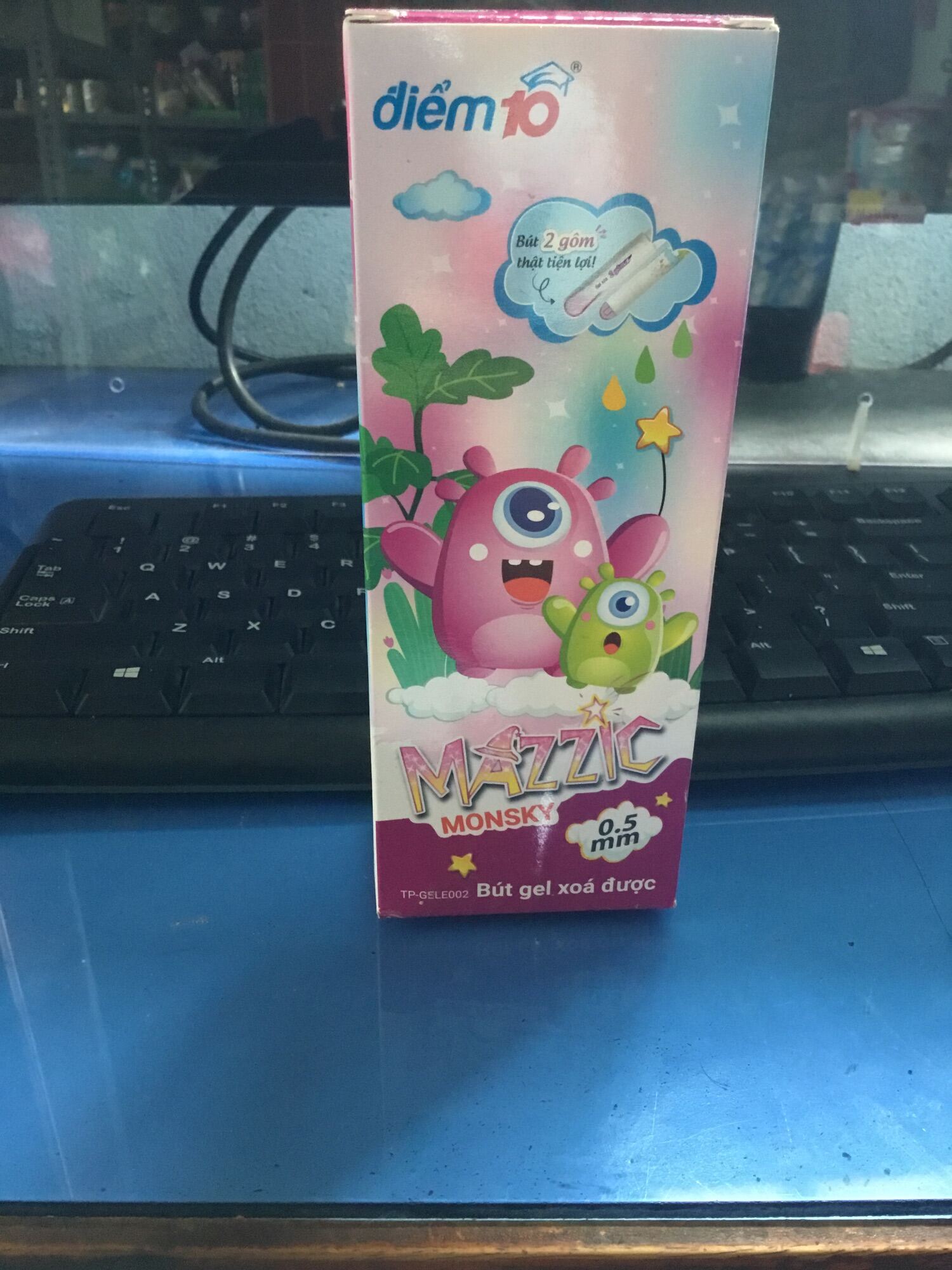 Hộp 20 bút gel xoá được thiên long điểm 10 tp-gele002 màu tím