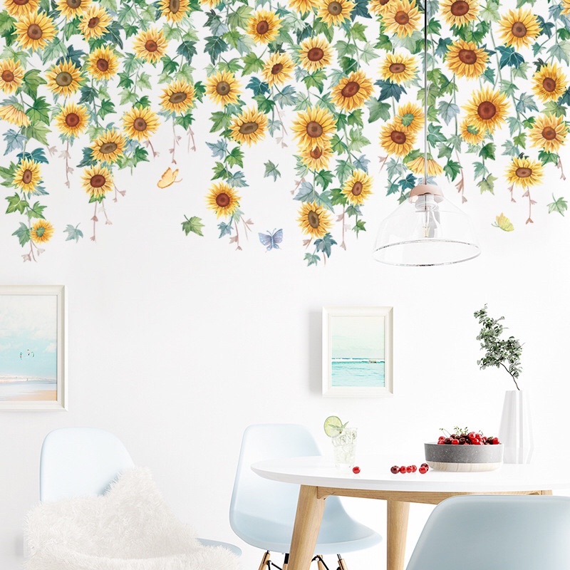 Decal dán tường, Tranh dán tường tán hoa hướng dương.