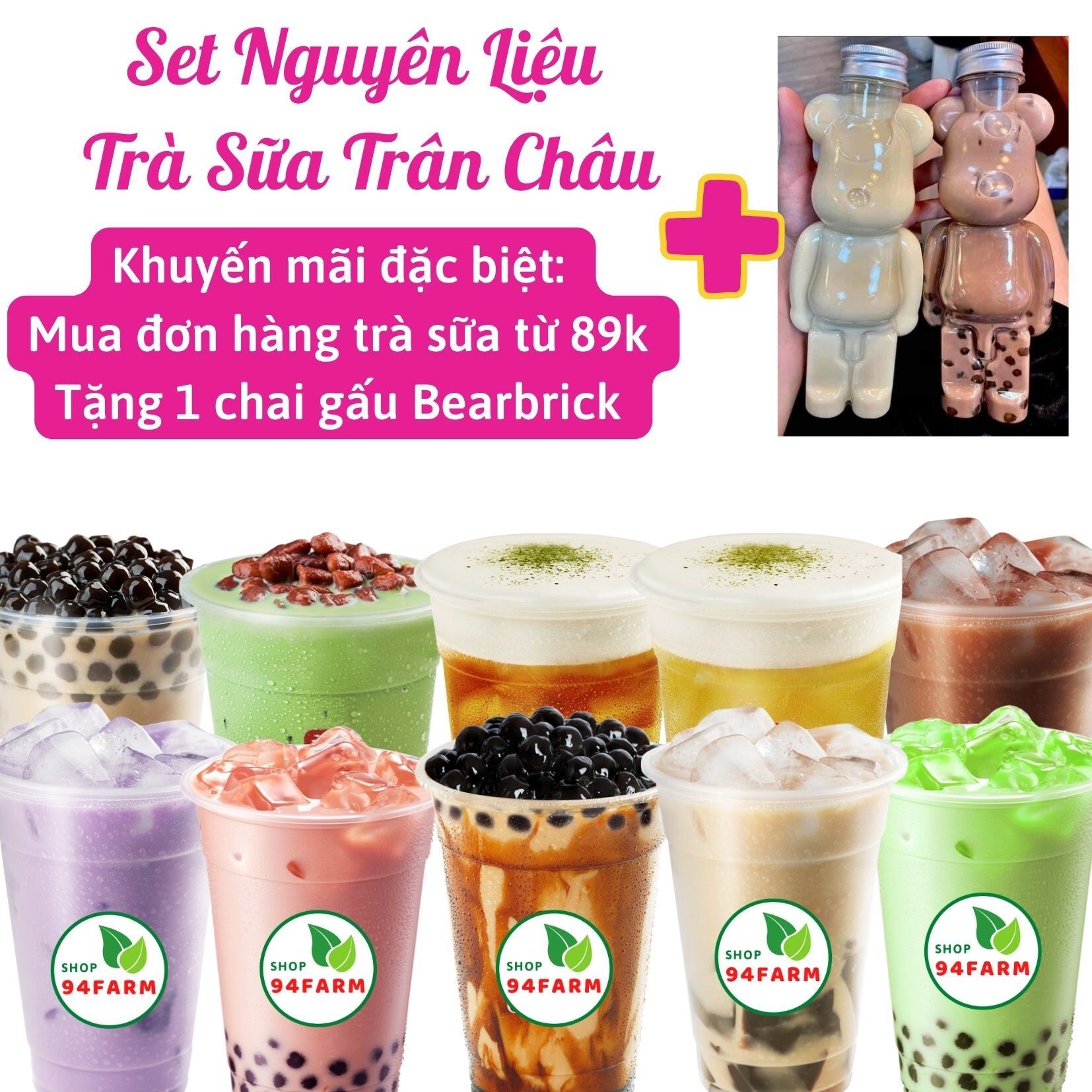 Hot Set Nguyên Liệu Pha 20 Ly Trà Sữa Phúc Long-Thái Đỏ-Ô Long-Trân Châu  Hoàng Kim-Trà Sen Long Nhãn (500G) Nấu Được 20 Ly (Tặng Kèm Công Thức Nấu)  - Mixasale