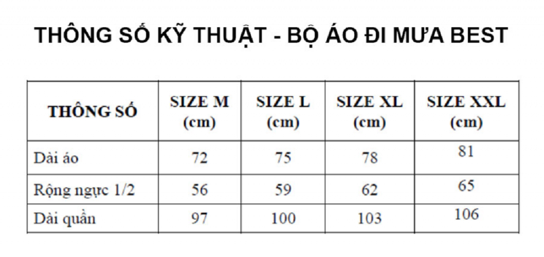 Bộ Áo Mưa Best Chính Hãng Rando
