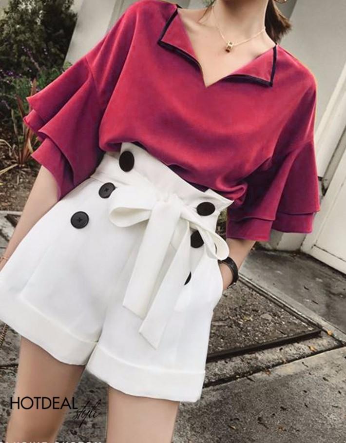 [HCM]Áo kiểu tay loe cổ bé