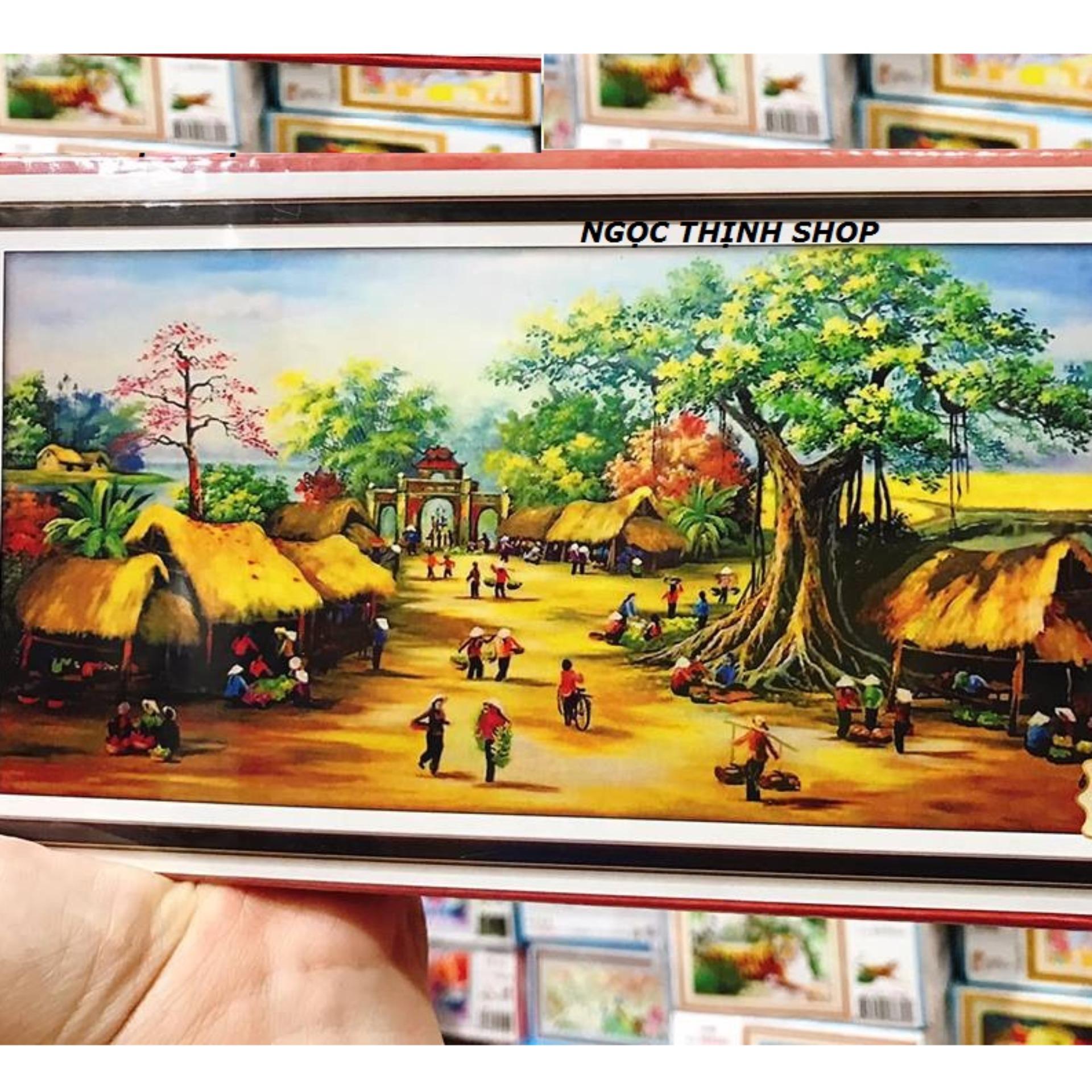 Tranh đính đá chợ quê Việt Nam Y8158- Sản phẩm chưa đính