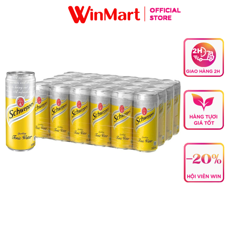 [Siêu thị WinMart] -  Thùng 24 lon nước giải khát Schweppes Tonic 330ml