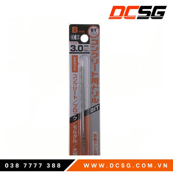Mũi khoan tường, bê tông 3.0x85mm chân tròn Unika B3.0x85