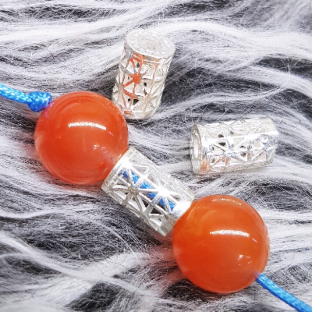 [S925] Charm bạc trụ ống kẻ cờ - MH224