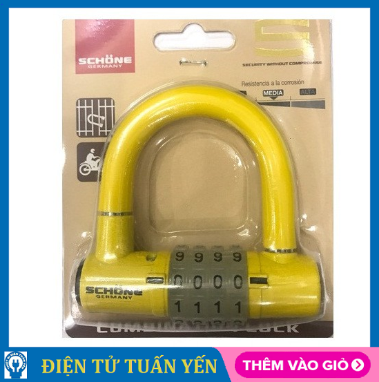 Ổ khóa số chữ U Schone SC-801 dạ quang cao cấp khóa 4 số (giao màu ngẫu nhiên) - Hàng chính hãng