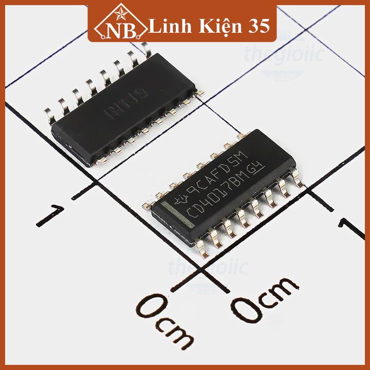 CD4017, IC đếm thập phân CD4017 chân cắm DIP16/ chân dán SOP16