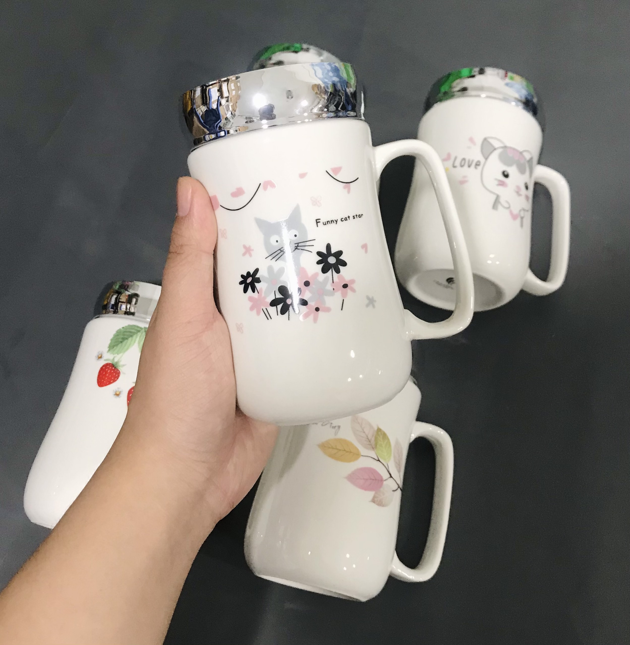 Ca Sứ Giữ Nhiệt Nắp Kiếng Dung Tích 300ml  [ CHỌN KIỂU IB]