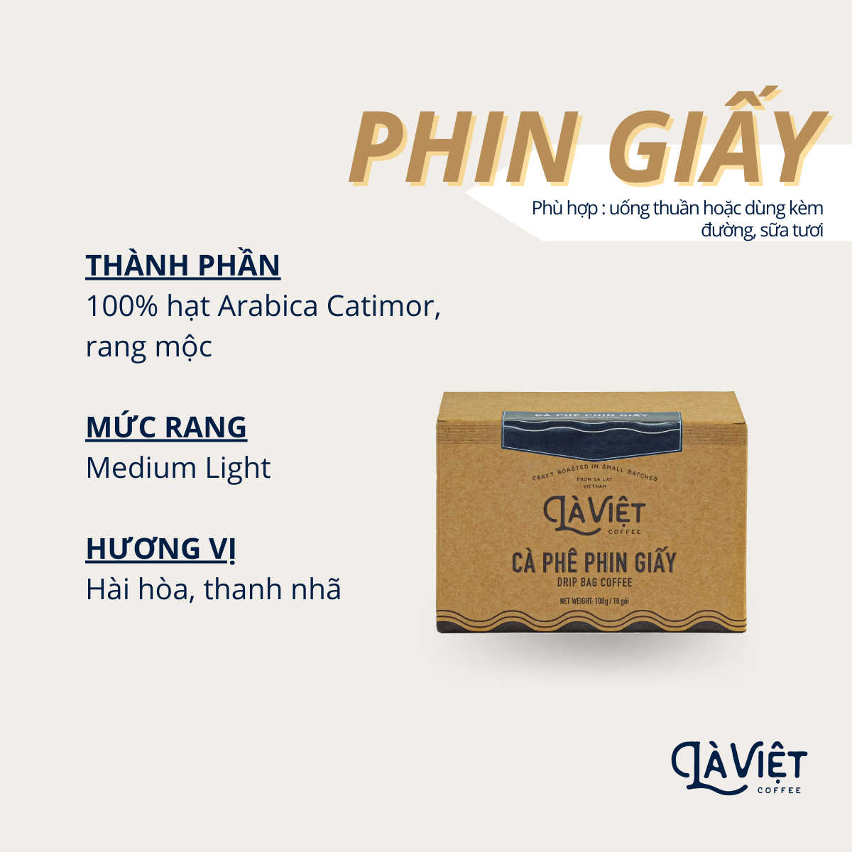 LA VIET DRIP BAG COFFEE 100% Arabica