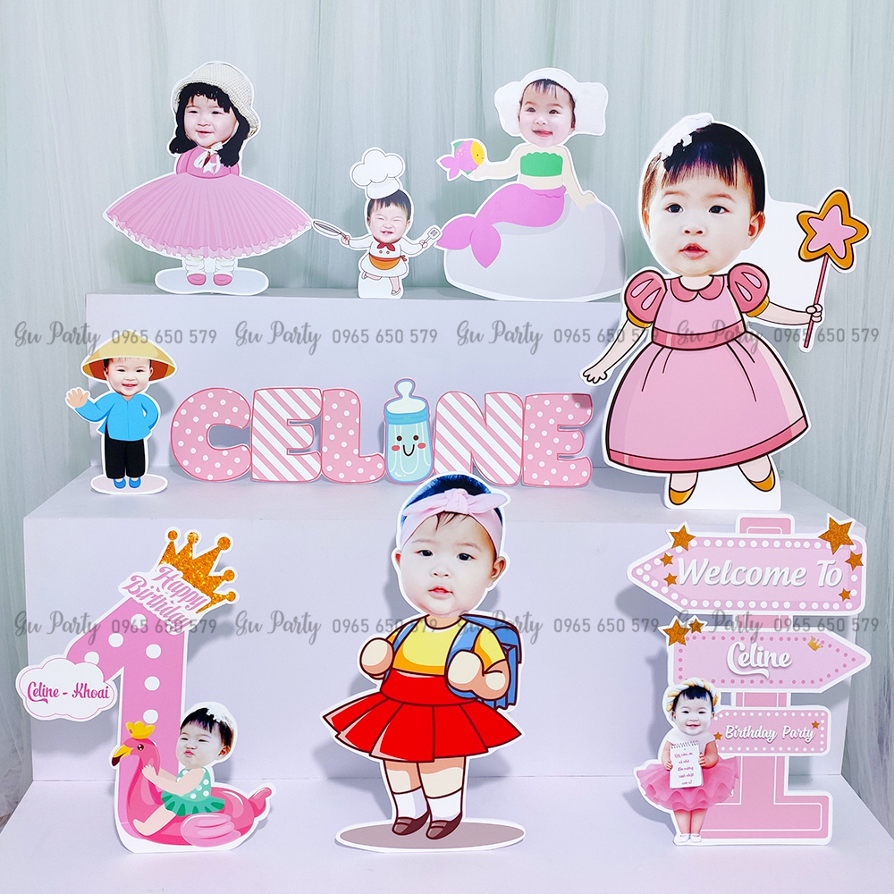 Thiết Kế Hình Chibi Trang Trí Thôi Nôi Sinh Nhật Cho Bé