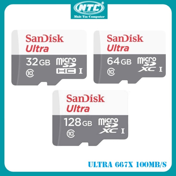 [Nhập ELMAY21 giảm 10% tối đa 200k đơn từ 99k]Thẻ nhớ MicroSDXC SanDisk Ultra 32GB / 64GB / 128GB 667x 100MB/s - New Model (Xám) - Nhất Tín Computer