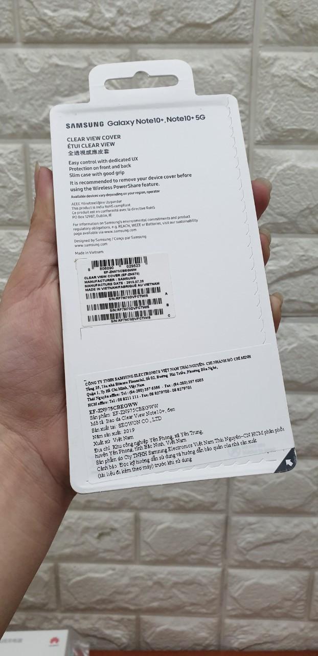 Bao Da Clear View Note 10 Plus Đen Fullbox
