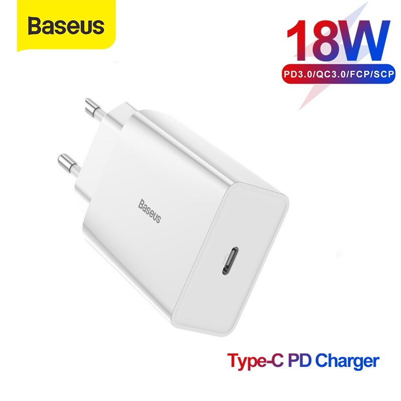 Củ sạc nhanh Baseus Speed Mini QC/PD 18W (USB/ Dual USB/ Type C, PD/ Quick Charger)