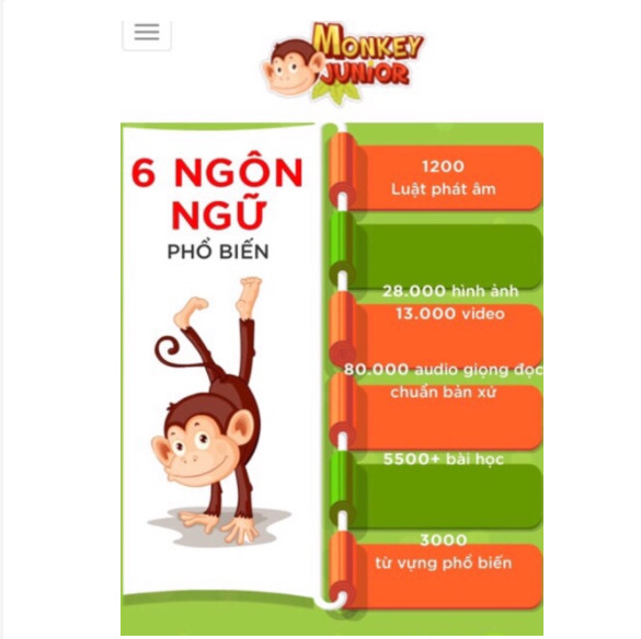 Monkey Junior TRỌN ĐỜI - Phần mềm đa ngôn ngữ cho trẻ em