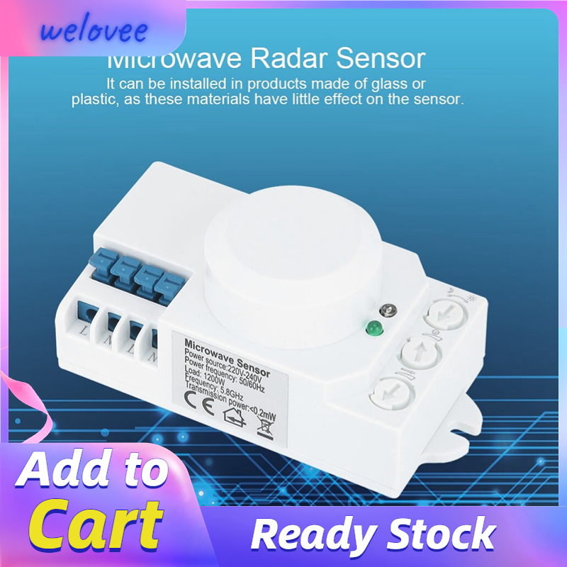 5.8GHz Microwave Radar Sensor Body Motion Auto Detector Light Switch AC 220V-240V