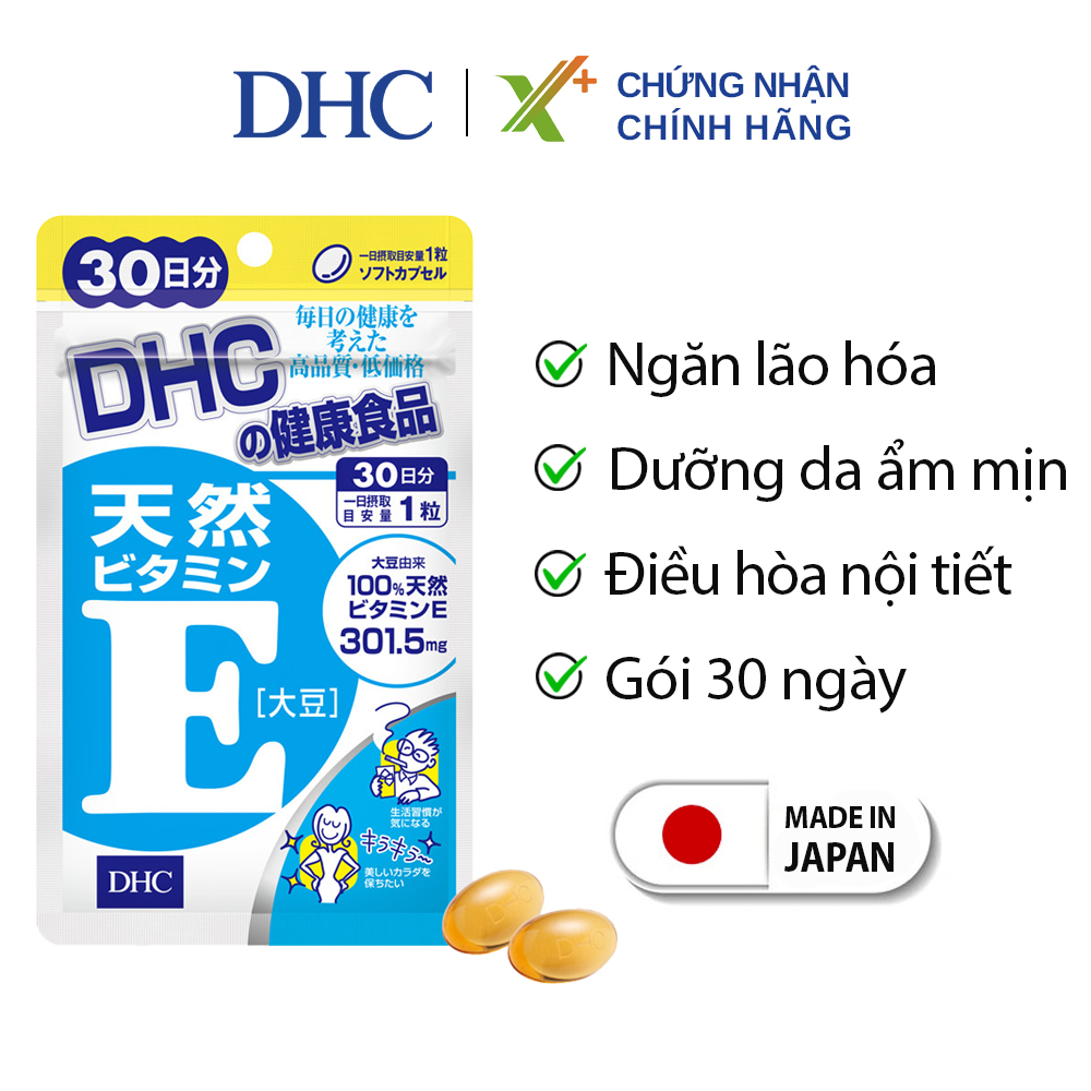 Viên uống Vitamin E DHC Nhật Bản thực phẩm chức năng giúp chống lão hoá, dưỡng da, điều hoà nội tiết gói 30 ngày XP-DHC-E30