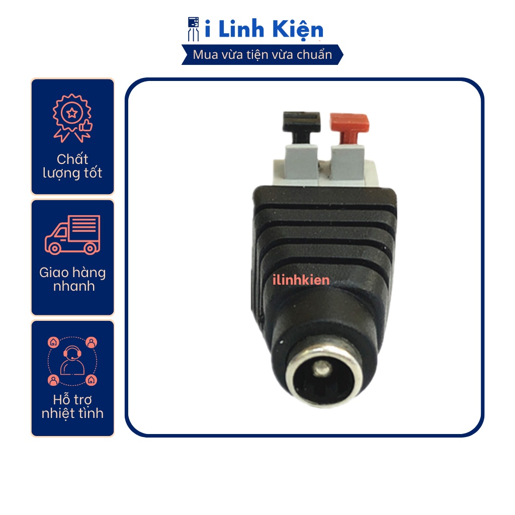 Jack nguồn DC cái 5.5x2.1mm đấu dây chốt cài